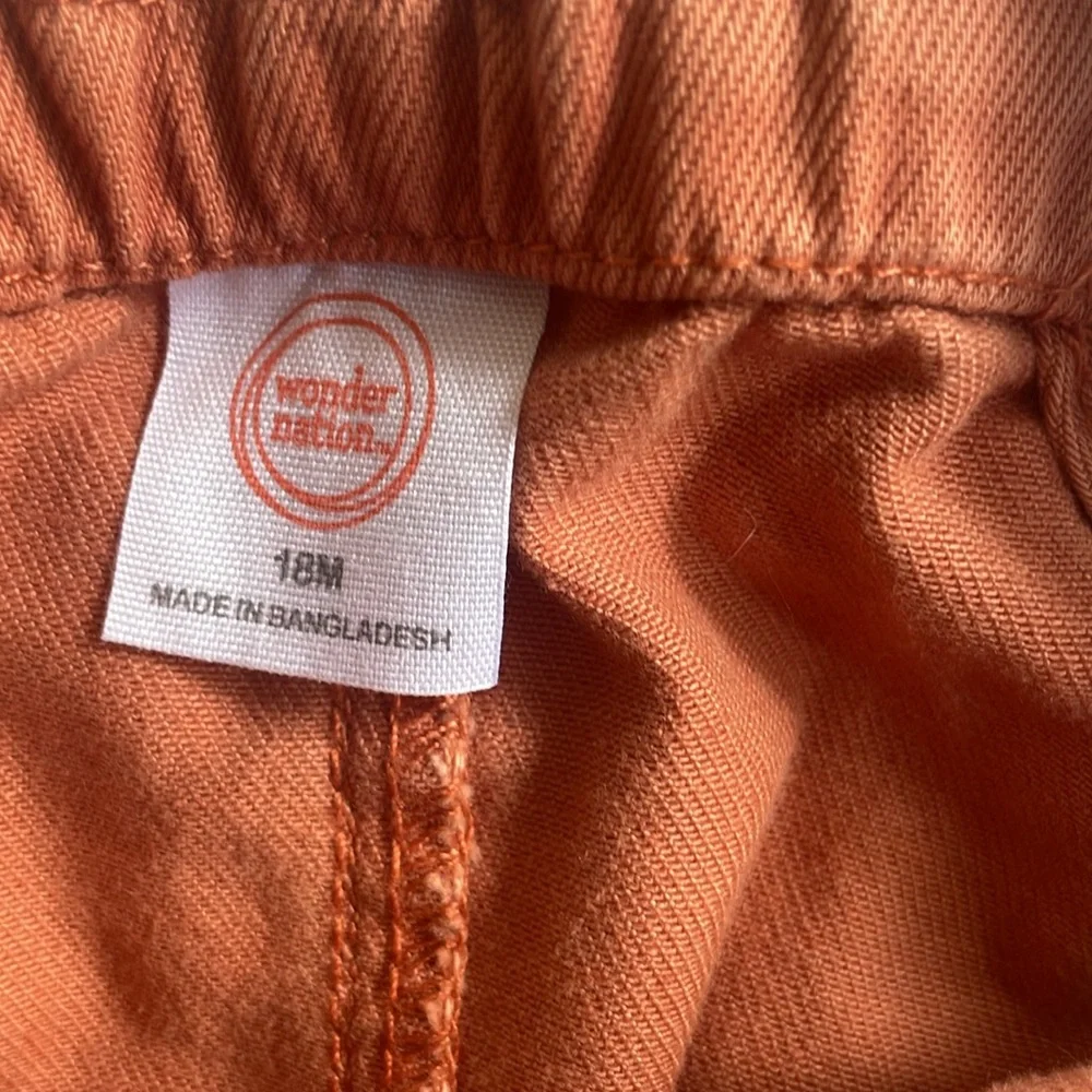 Wonder nation Jean overall dress, orange, size 18M